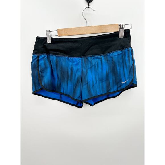 Nike Dri Fit Blue Running Shorts Activewear Printed Lightweight Womens Small - Picture 1 of 6